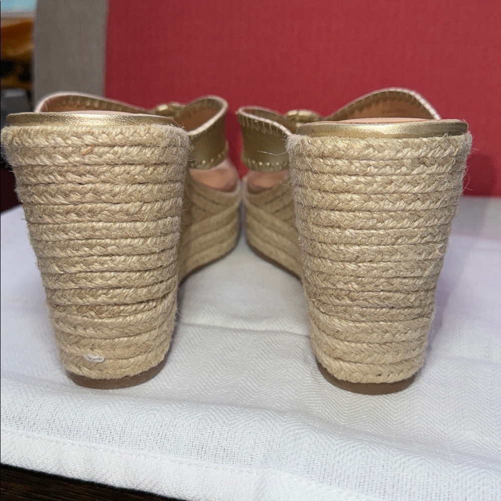 NWOT! Jack Rogers Metallic Gold Wedge Sandals - Picture 5 of 7